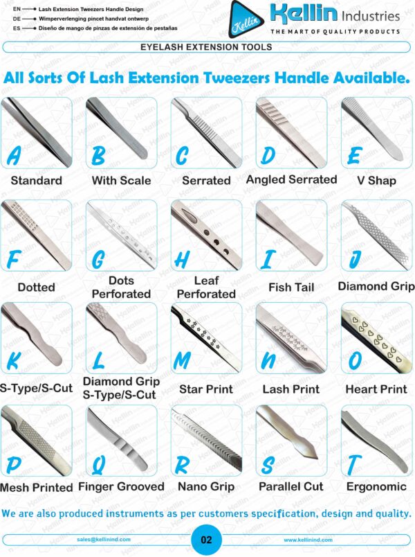Eyelash Extension Tweezers With Different Handle Styles