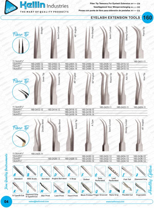 Fiber Tip Eyelash Extension Tweezers Different Handles and Different Colors Available