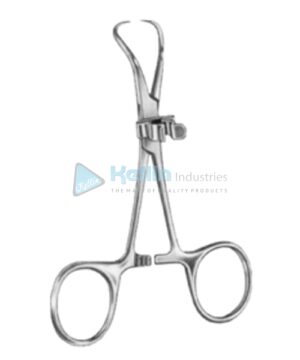 Towel Forceps BJ with Clip for Tubing or Cable 11cm/4½"