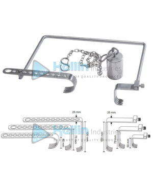 Charnley Hip Retractor Set, Complete With 6 Blades, Short/Long With Frame & Weight/Chain, Frame Size 24x28 cm (9½" x 11")