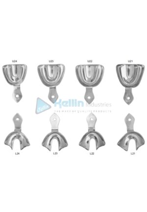 Impression Trays Set of 8 Pieces Plain Stainless Steel Rim Lock Type For Senior Persons