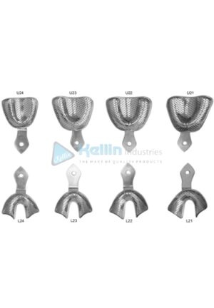 Impression Trays Set of 8 Pieces Perforated Stainless Steel Coe Type For Senior Persons