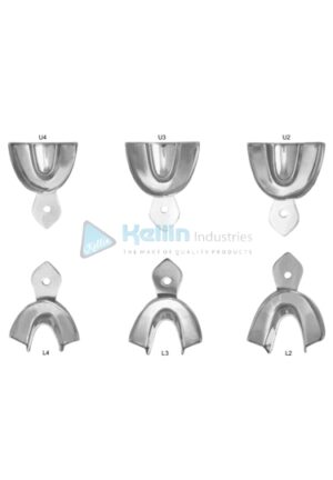 Impression Trays Set of 6 Pieces Plain Stainless Steel Rim Lock Type