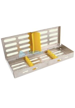 Sterilization Cassette Fixed Lids, Click Lock, Silicone Inserts For 5 Instruments Dimension 18 x 6 x 2.2 cm