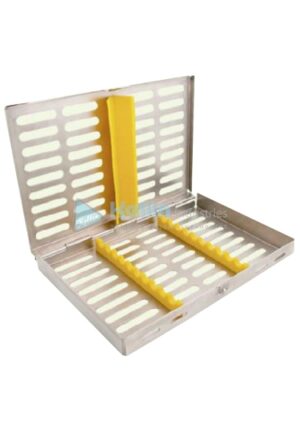 Sterilization Cassette Fixed Lids, Click Lock, Silicone Inserts For 10 Instruments Dimension 18 x 13 x 2.2 cm