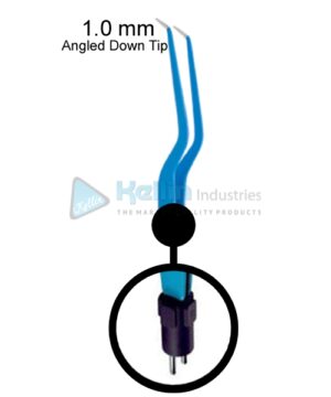Bipolar Bayonet Forceps, Angled Down Tip US Plug Width Of Tips 1.0 mm, 24cm/9 1/2 "