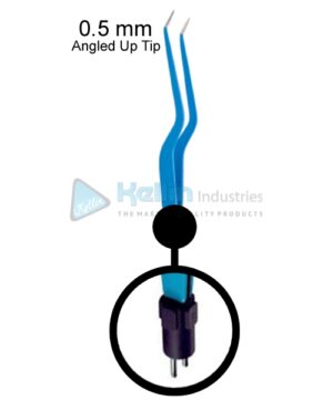 Bipolar Bayonet Forceps, Angled Up Tip US Plug Width Of Tips 0.5 mm, 24cm/9 1/2 "