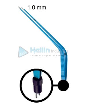 Bipolar Forceps Curved US Plug Width Of Tips 1.0 mm 22cm/8 3/4 "