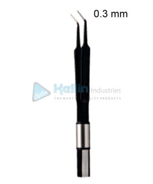 McPherson Non-Stick Bipolar Forceps Angled EU Plug Width Of Tips 0.3 mm, 9.5cm/3 3/4 "