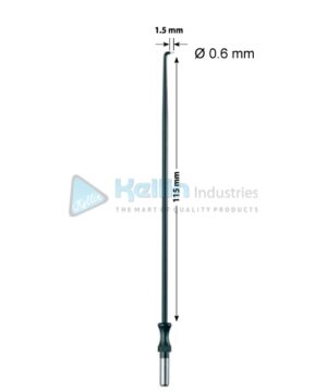 Needle Monopolar Electrode With 4 mm Shaft, 90° Angled, Dia 0.6 mm, 1.5 mm, 115 mm