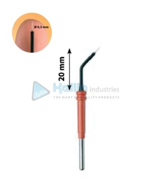 Micro Dissection Needle Electrodes With 2.4 mm Shaft, Angled 20 mm Monopolar high temperature tungsten needle electrodes for cutting