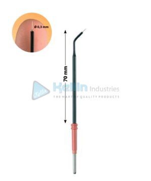 Micro Dissection Needle Electrodes With 2.4 mm Shaft, Angled 70 mm Monopolar high temperature tungsten needle electrodes for cutting