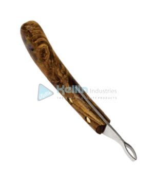 Oval Loop Hoof Knife (Wooden Handle) 14cm/5½" (Small) Length: 2.2cm Width: 1.1cm