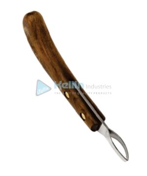 Oval Loop Hoof Knife (Wooden Handle) 14cm/5½" (Large) Length: 4.5cm Width: 2.1cm