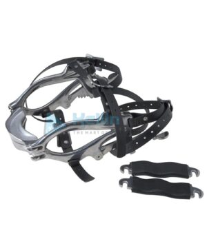 Mouth speculum stainless steel. Forged components carry a lifetime guarantee against breakage. Includes leather strap, two mouth plates and two leather stitched bar plates.